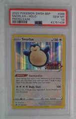 V0469: 2020: Snorlax: SWSH068: Prerelease: Holo Promo: PSA: 10: GEM MT: 62751428