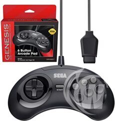 Retro-Bit Official Sega Genesis Controller 6-Button Arcade Pad for Sega Genesis - Black