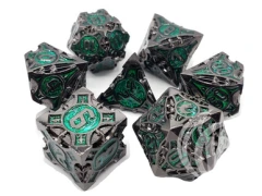 Gnome Forged Dice - Black Nickel with Green