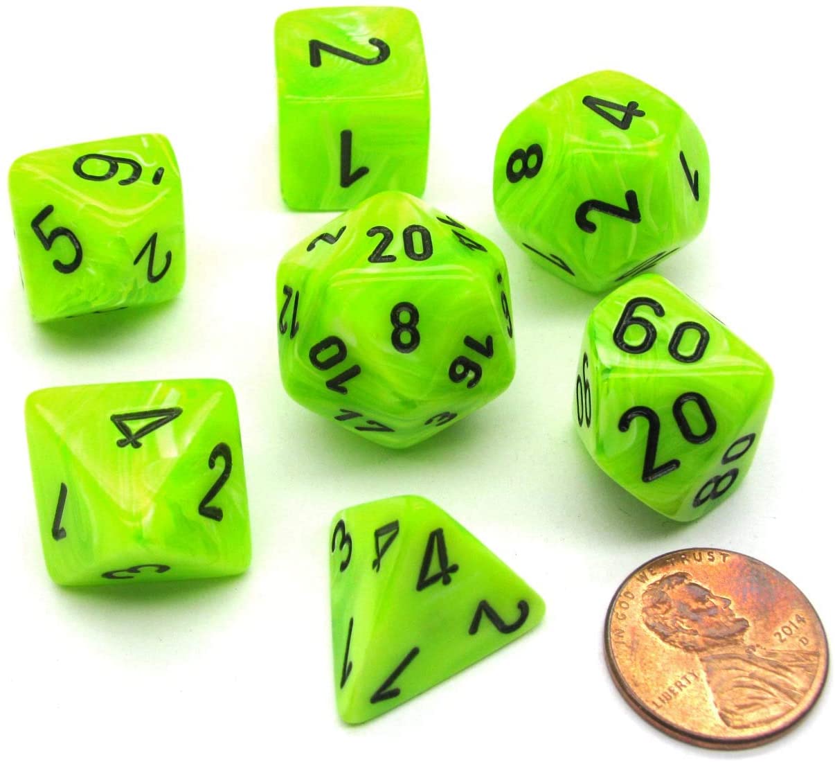 Dice set 7 - Lime green
