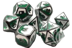 Dragon Forged Dice - Green and White with Black Nickel