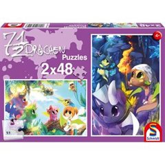 Schmidt Spiele Puzzles Puzzle: 2x 48 Pieces - Dragons