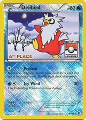 Delibird - 38/149 - 4th Place Crosshatch Holo Pokemon League Froakie / Xerneas Season League Challenge Promo