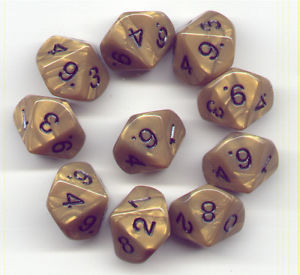 Olympic Polyhedral Dice 10-D10 Gold