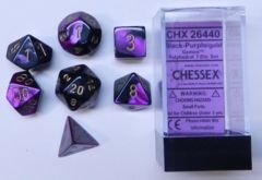 Gemini Black-Purple w/Gold Set of 7 Dice - CHX26440